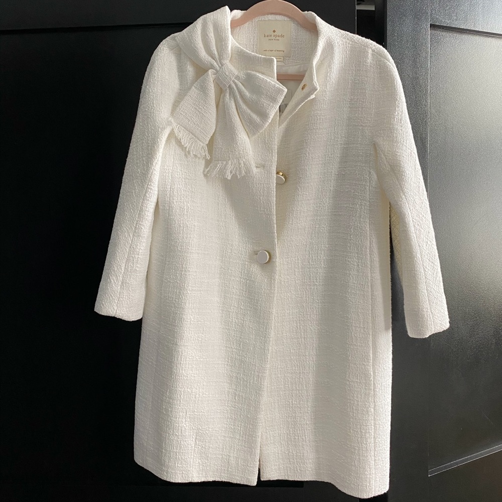 White Boucle Kate Spade Top Coat